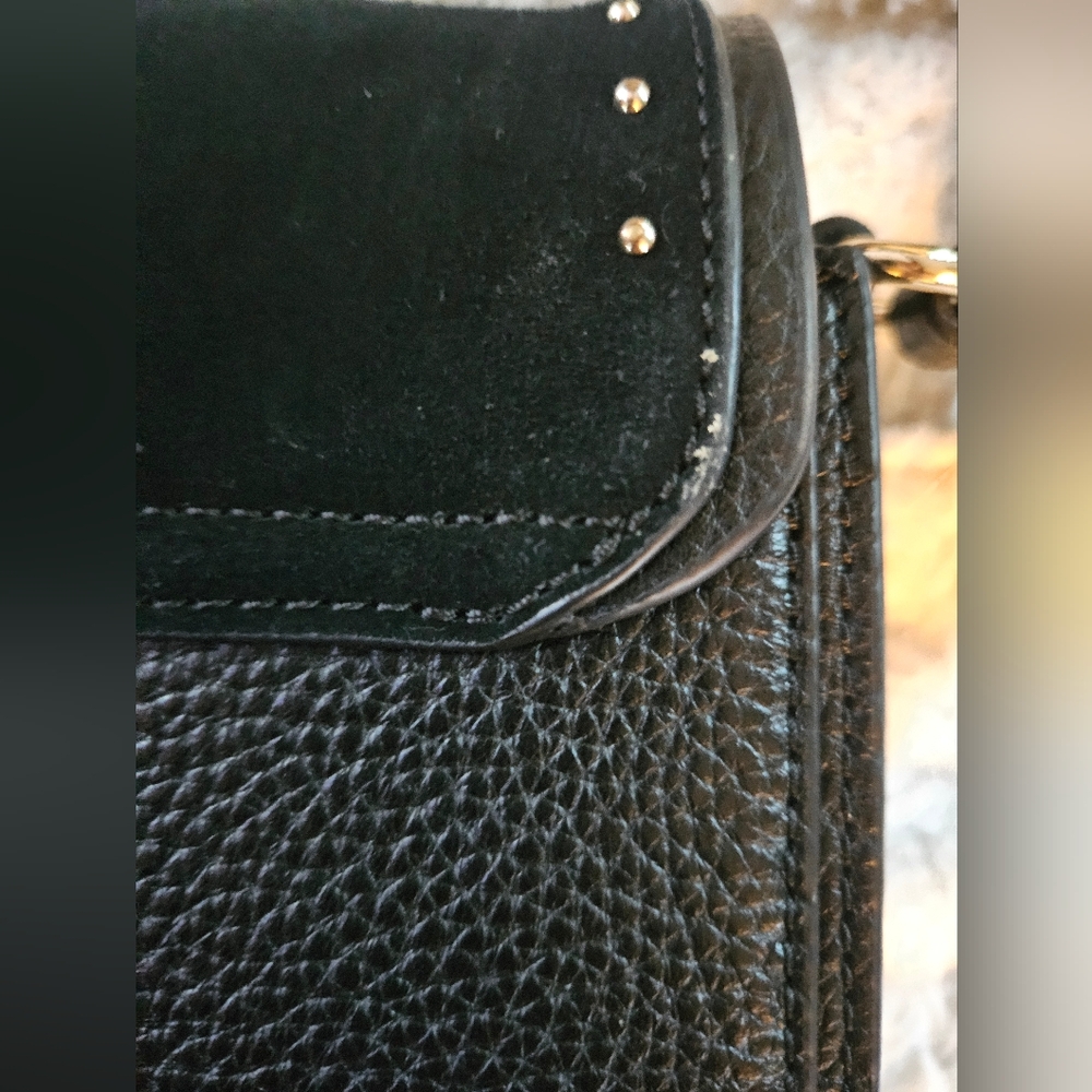 Kate Spade Black Suede Crossbody Bag Silver Studs & Tassel - Picture 4 of 9